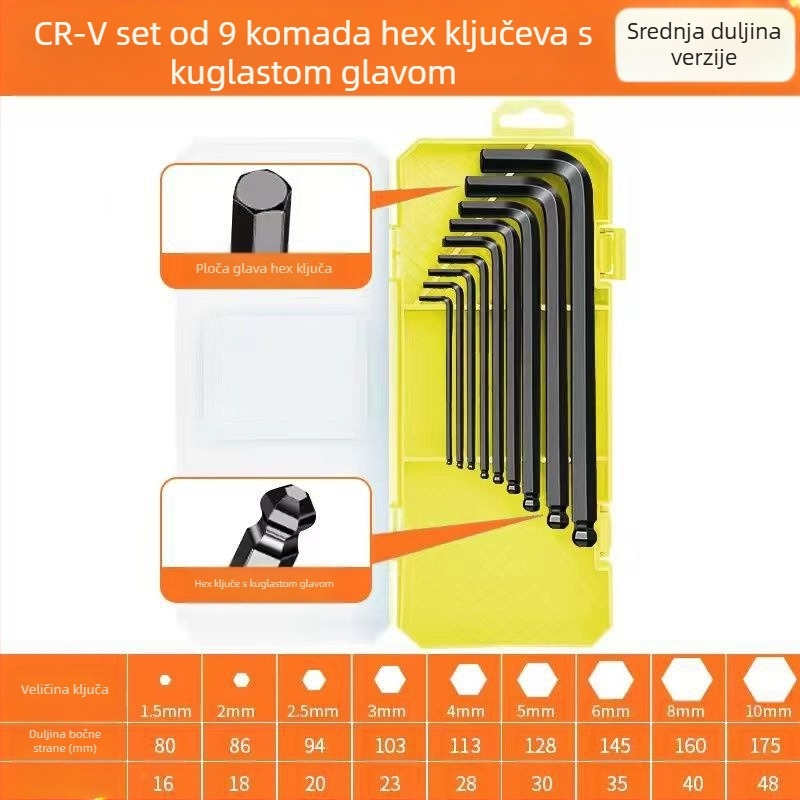 Set unutarnjih imbus ključeva od visokouhljičnog čelika – visoka tvrdoća, Cool Work