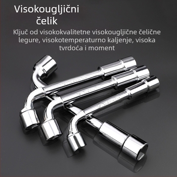 Soket ključ, L-oblik profila, 45# čelik, kromirani premaz, metrički standard, model 8-22
