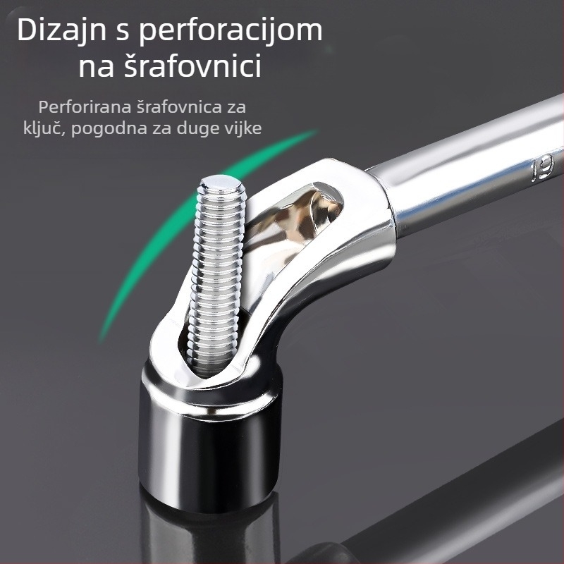 Soket ključ, L-oblik profila, 45# čelik, kromirani premaz, metrički standard, model 8-22