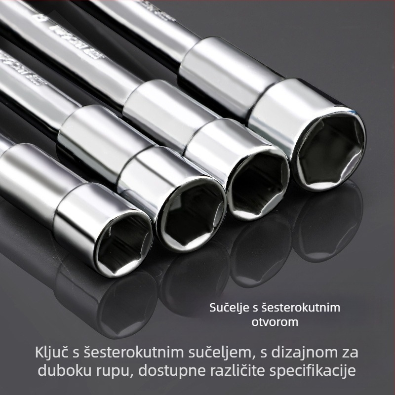 Soket ključ, L-oblik profila, 45# čelik, kromirani premaz, metrički standard, model 8-22