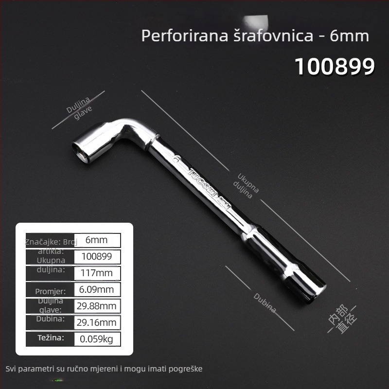 Soket ključ, L-oblik profila, 45# čelik, kromirani premaz, metrički standard, model 8-22