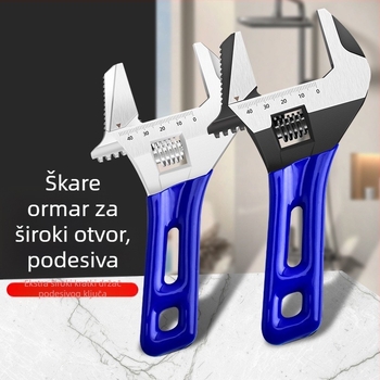 Prilagodljivi otvoreni ključ s kratkom drškom, kupaonica, krom-vanadijevo čelično