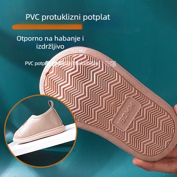 Dječje pamučne papuče s flis podstavom, protuklizne, vodootporne debela potplata, unutarnja upotreba, unisex, za jesen i zimu