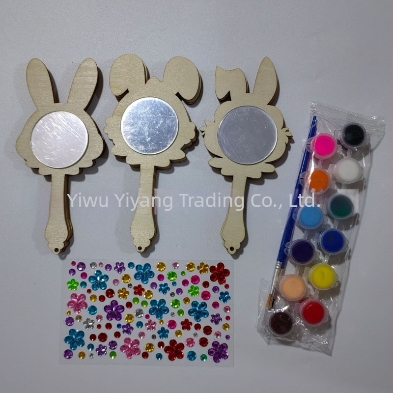 DIY set za crtanje za djecu - drveno ogledalo s motivom sirene i jednoroga, 23 komada