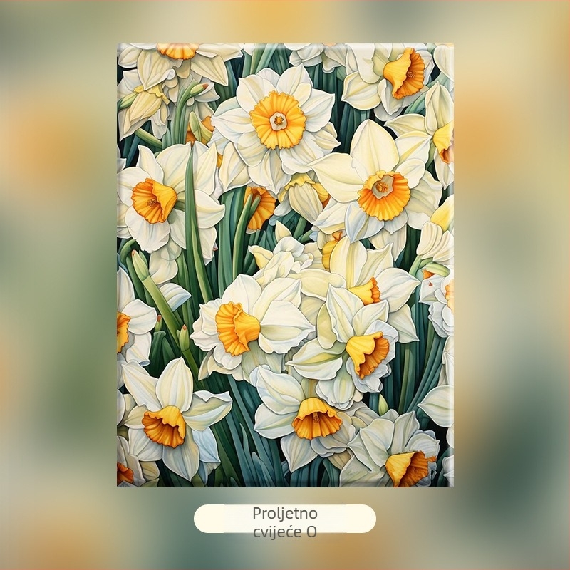 Cvjetni klastri – DIY digitalna uljna slika, ručno oslikani cvjetni motiv, akrilno punjenje, bez okvira, moderni minimalistički stil