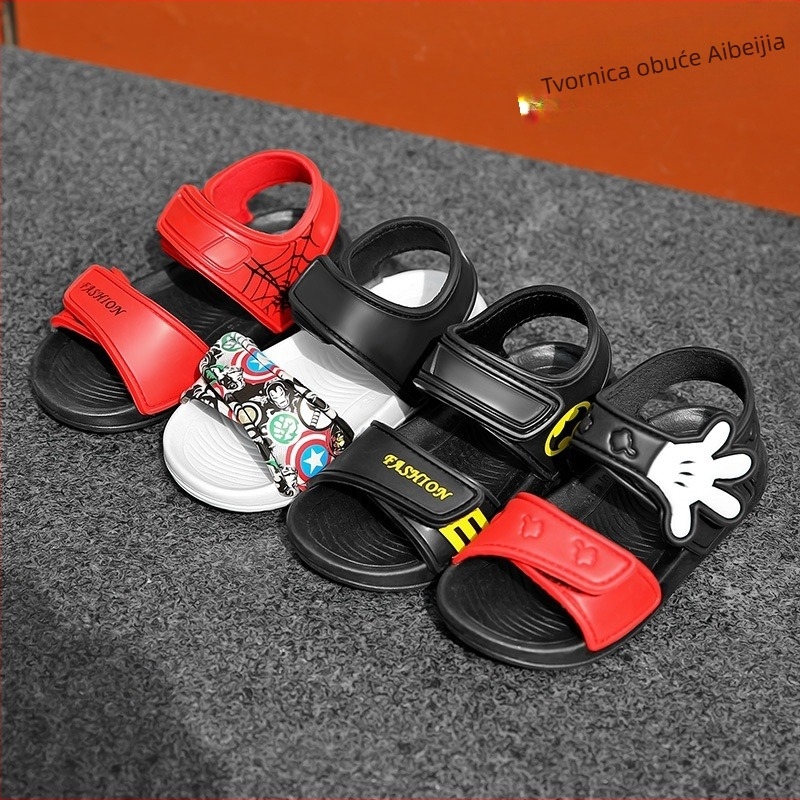 Aibeijia Ljetne sandale za plažu za muškarce, žene i djecu, s PU gornjim dijelom s prugama, Velcro zatvaranje, EVA đon, protuklizne