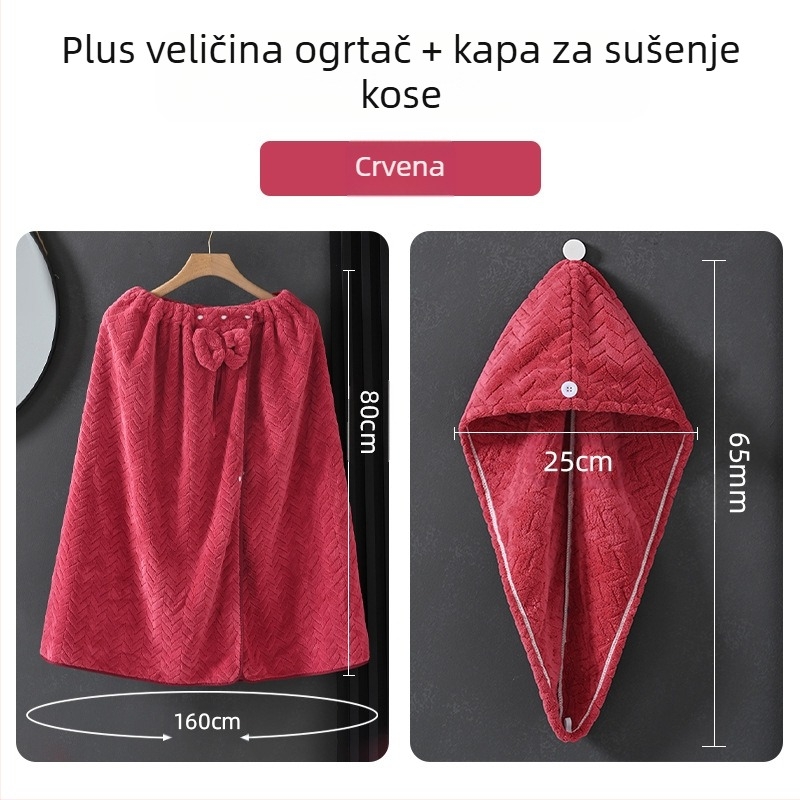 Nosivi kupaći ručnik-haljina za odrasle žene, koralni pliš, 505/680 g, Princess serija, zimska verzija