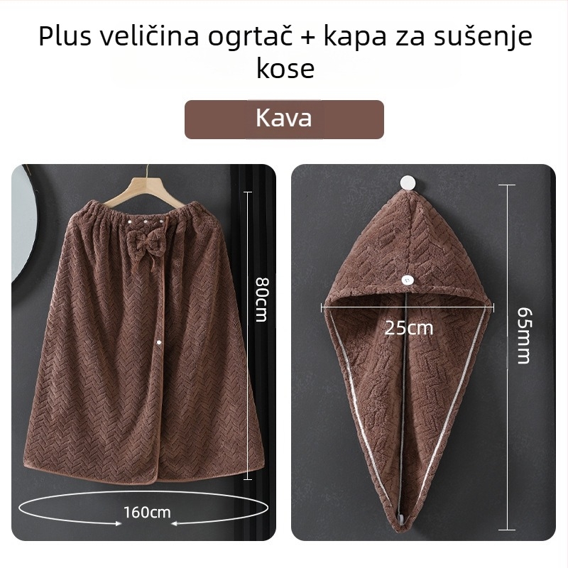 Nosivi kupaći ručnik-haljina za odrasle žene, koralni pliš, 505/680 g, Princess serija, zimska verzija
