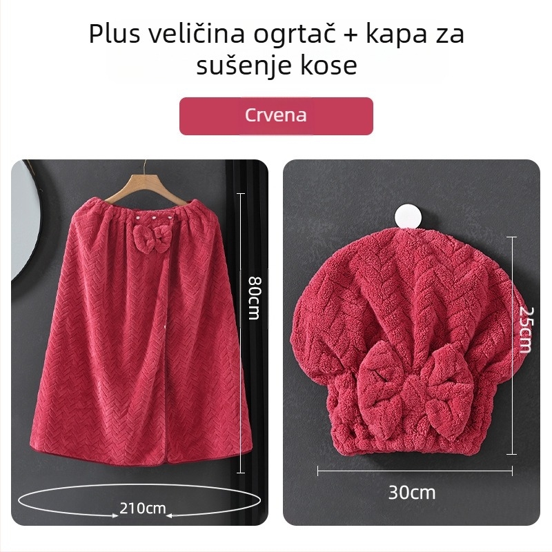 Nosivi kupaći ručnik-haljina za odrasle žene, koralni pliš, 505/680 g, Princess serija, zimska verzija