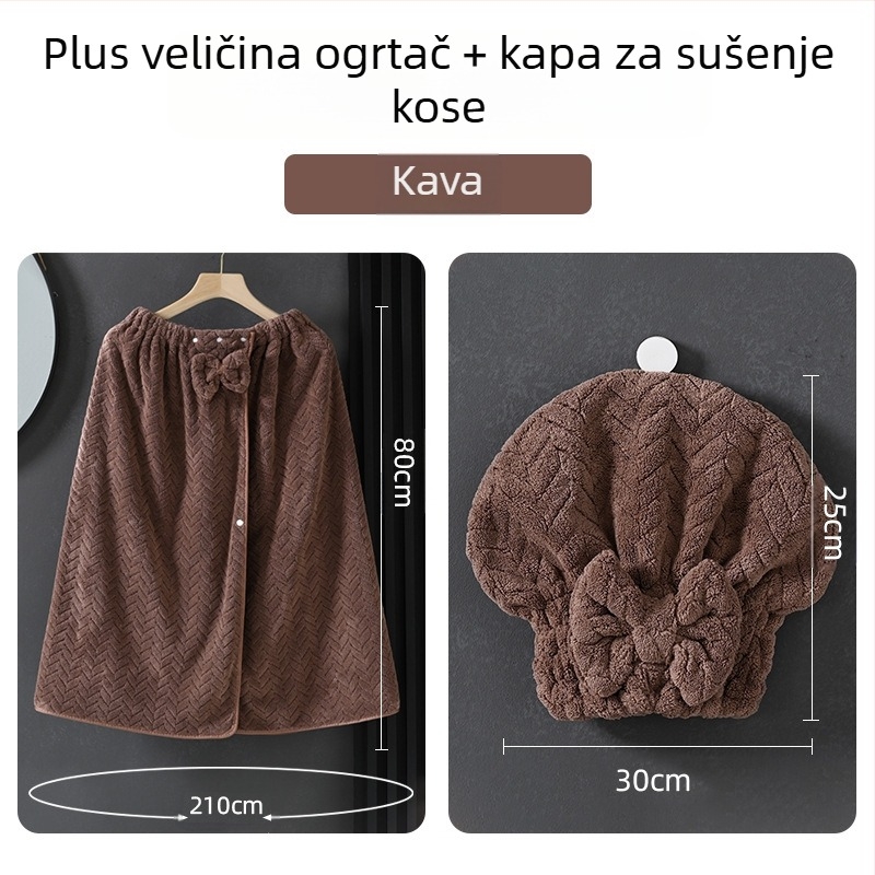 Nosivi kupaći ručnik-haljina za odrasle žene, koralni pliš, 505/680 g, Princess serija, zimska verzija