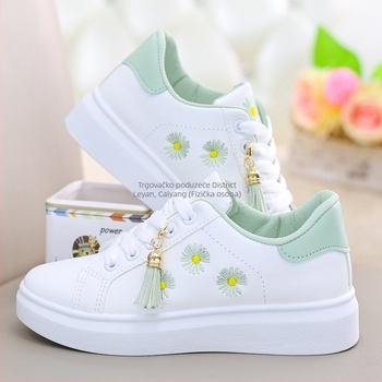 Ženske ravne cipele, okrugli vrh prsta, PU gornji dio, niska peta, gumeni potplat, vezanje