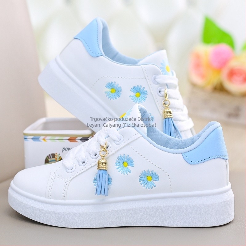 Ženske ravne cipele, okrugli vrh prsta, PU gornji dio, niska peta, gumeni potplat, vezanje