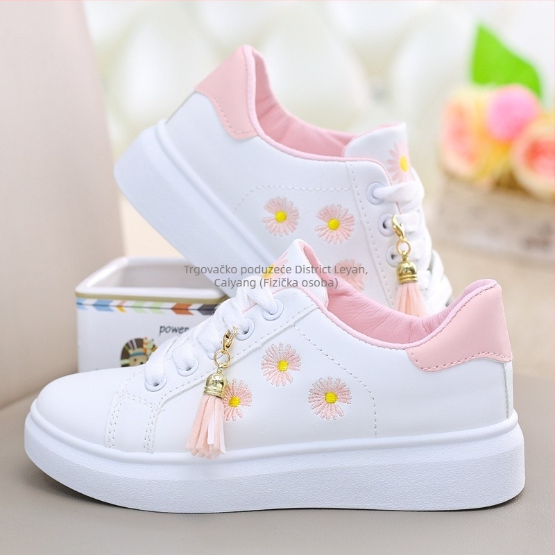 Ženske ravne cipele, okrugli vrh prsta, PU gornji dio, niska peta, gumeni potplat, vezanje