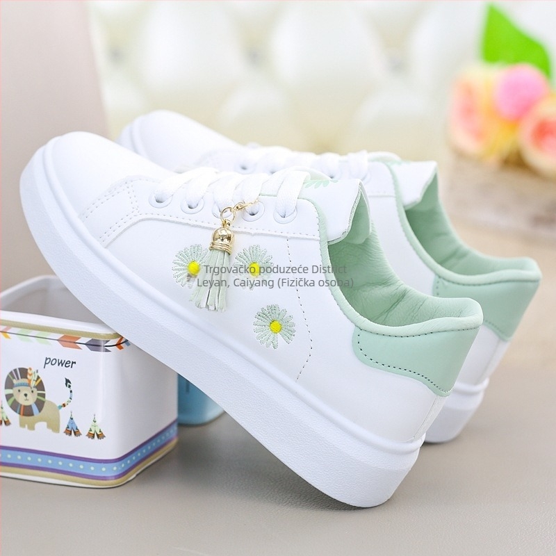 Ženske ravne cipele, okrugli vrh prsta, PU gornji dio, niska peta, gumeni potplat, vezanje