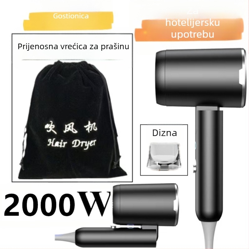 Sklopivo sušilo za kosu 2000W, hladan/topli zrak, 3 brzine, 220V