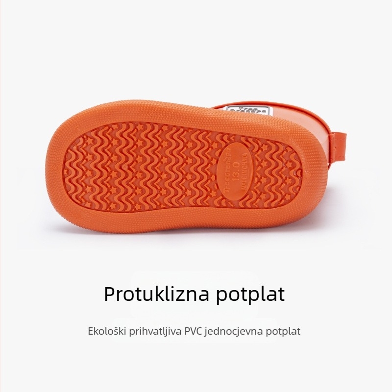 Dječje kišne čizme s karikaturalnim printom Dinosaurus i Tigar, gornji dio PVC-a, srednja visina, protuklizna potplata, pogodne za sve sezone