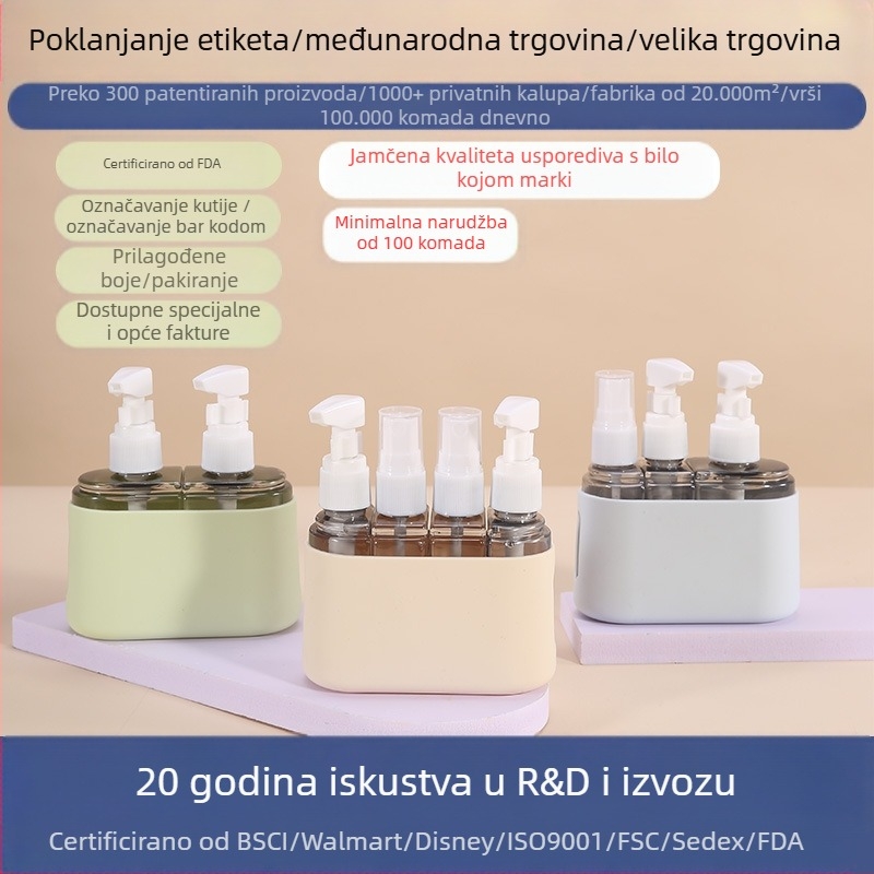 Putni set za punjenje tri u jedno s plastičnim i silikonskim kozmetičkim bocama, model TA3 pod-punjenje, vanjsko pakiranje