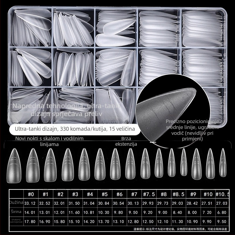 Naljepnice za nokte – ultra tanke, bez tragova, francuski stil, ovalni oblik, prozirne