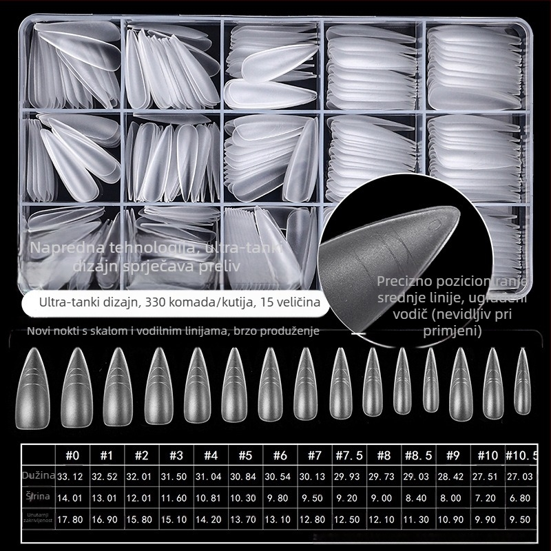 Naljepnice za nokte – ultra tanke, bez tragova, francuski stil, ovalni oblik, prozirne