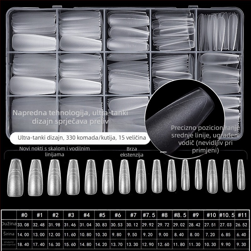 Naljepnice za nokte – ultra tanke, bez tragova, francuski stil, ovalni oblik, prozirne