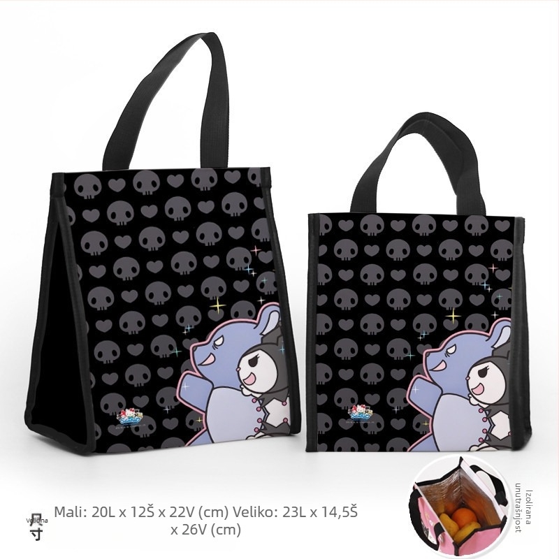 Torba za ručak s prilagodljivim motivima karikature malog đavla u modernom minimalističkom stilu