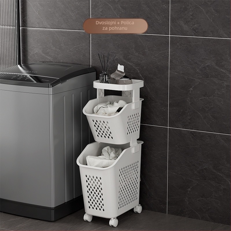 Višeslojni koš za rublje s kotačićima – PP materijal, kućna upotreba, moderan stil