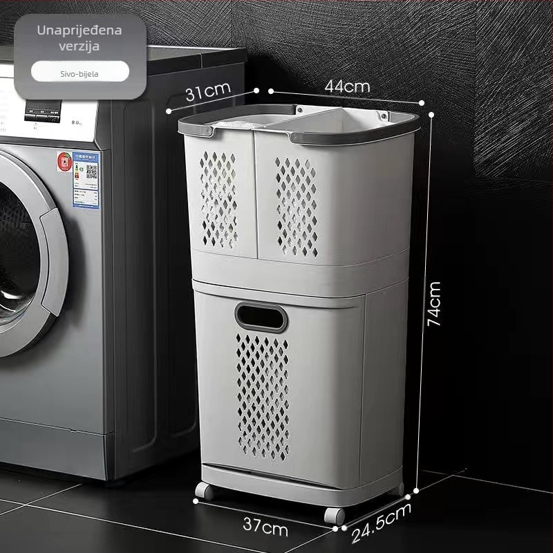 Višeslojni koš za rublje s kotačićima – PP materijal, kućna upotreba, moderan stil