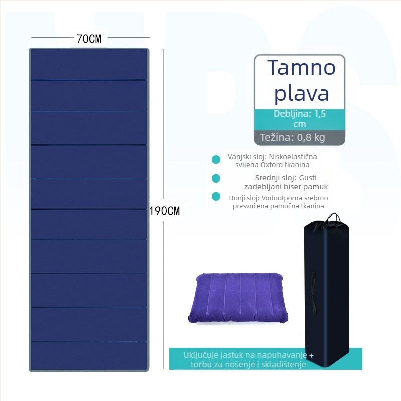 Sklopiva podloga za dnevni odmor učenika osnovne škole – madrac za pod, 190×70 cm, Oxford tkanina