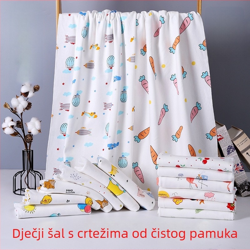 100% pamuk za novorođenče, mekan i prozračan wrap ručnik za uvijanje s motivom životinja
