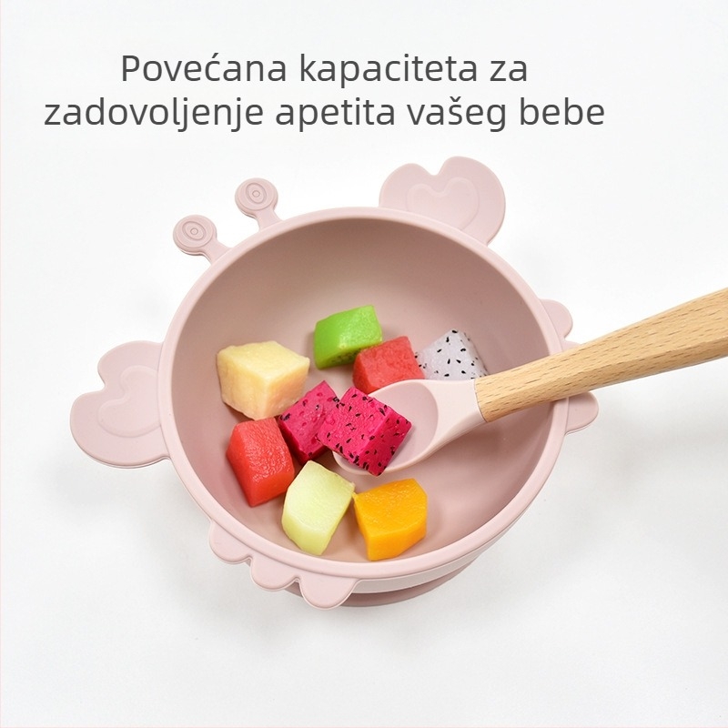 Maiya silikonska dječja zdjela s usisnom cupom u obliku raka – prehrambeni silikon, posuda za prehranu djece od 6 mjeseci