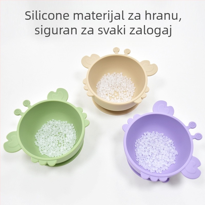 Maiya silikonska dječja zdjela s usisnom cupom u obliku raka – prehrambeni silikon, posuda za prehranu djece od 6 mjeseci