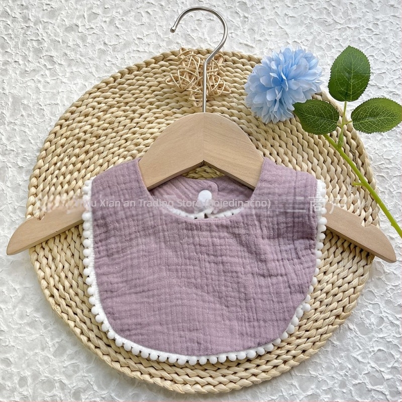 Dječji salivni ubrus od pamuk gaze, dvostruki sloj seersucker s izvezom, za dojenčad 1–3 godine (80–100 cm), težina 0,05 kg