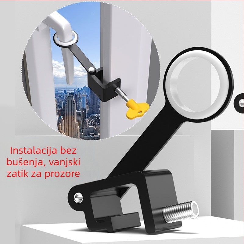 Prozor sigurnosni zasun, bez bušenja, zaštita djece, aluminijski legura i plastični čelik, za vanjske prozore, marka Deyibao