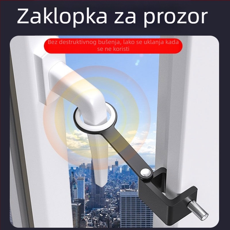 Prozor sigurnosni zasun, bez bušenja, zaštita djece, aluminijski legura i plastični čelik, za vanjske prozore, marka Deyibao