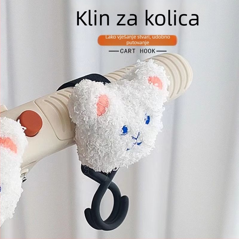 Kuka za kolica s pliš glavom medvjedića, korejskog stila izvezen dizajn, Velcro priključak — Kategorija: Dijelovi, Materijal: Pliš, Značka: Druga, Uvoz: Ne