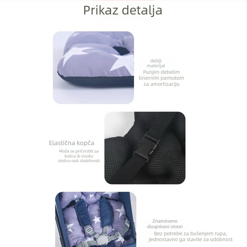 Debeli pamukasti jastučić za sjedalo kolica, Korejskog stila, univerzalan za sve sezone, za bebe 0–3 godine
