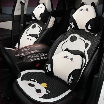 Auto jastuk za naslon glave Panda, punjenje memory cotton, materijal ice silk, universalno za sva godišnja doba