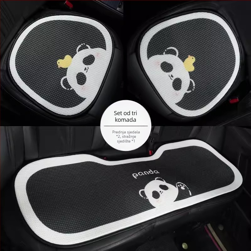 Auto jastuk za naslon glave Panda, punjenje memory cotton, materijal ice silk, universalno za sva godišnja doba