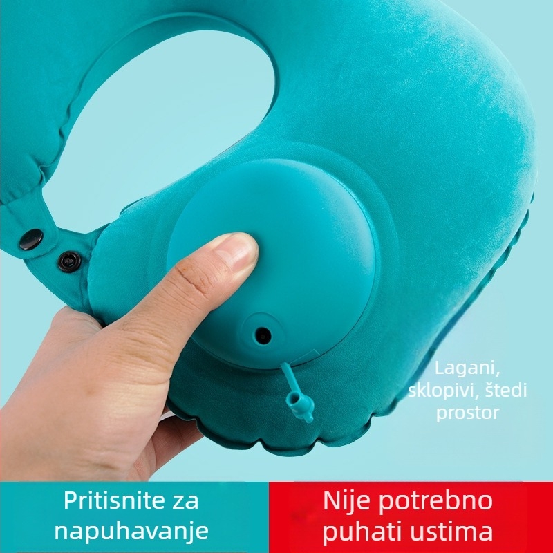 Malisjiang putni set jastuka za vrat – tri dijela s maskom za oči i ušnim čepićima; napuhujući U‑oblik jastuk, PVC s flockingom, prilagodljiv