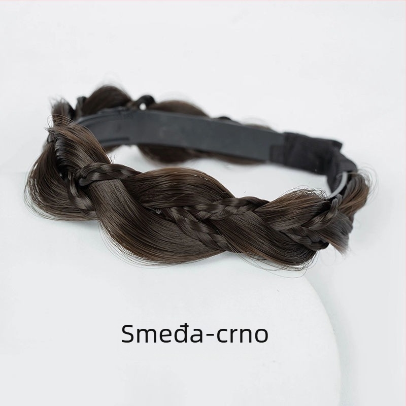 Ženska perika s pletenom trakom za glavu — Mori stil, lagani luksuz, riblja kost pletenica, protuklizni zubasti pojas, uvijanje, otporna žica na visokoj temperaturi, bez bojenja ili perm