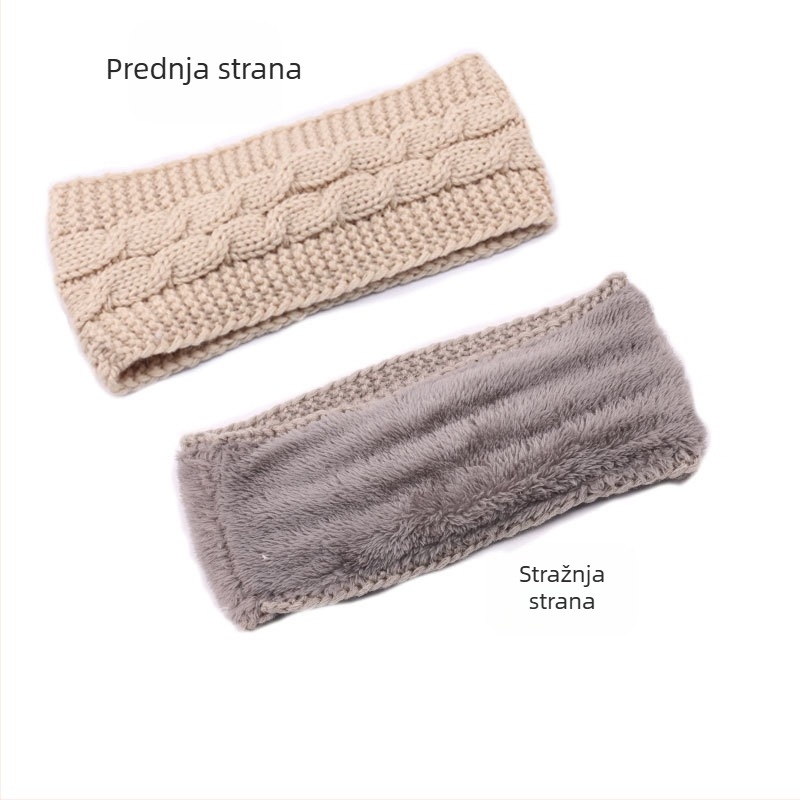 Ženska zimska pletena traka za kosu s fleece podstavom i zaštitom za uši, od tkanine; ženski stil; dodatak za glavu; idealan poklon za vjenčanja, putovanja ili darovi zaposlenika.