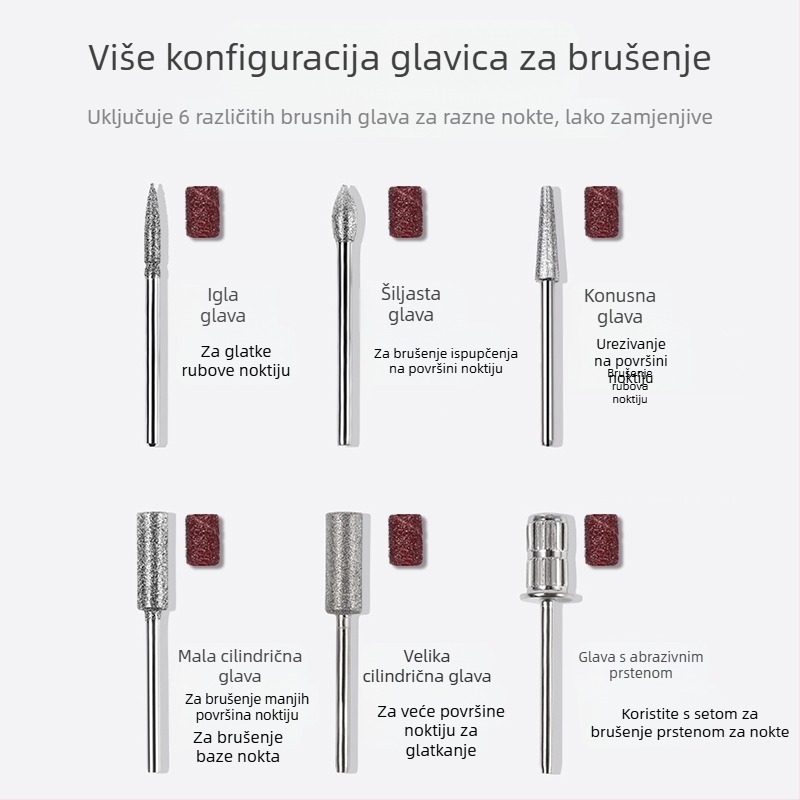 Električni pilnik za nokte – plast + nehrđajući čelik, alat za brušenje površine nokta, 1 kom, domaća marka, za obične korisnike