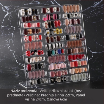 Stalak za prikaz uzoraka kartica boja nokti (prozirni akril, magnetska traka)