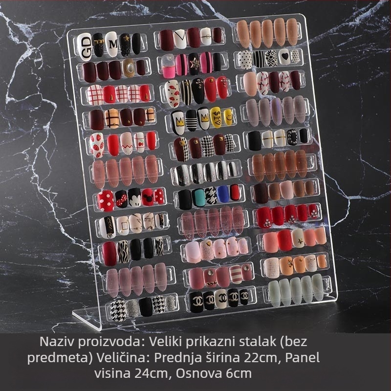 Stalak za prikaz uzoraka kartica boja nokti (prozirni akril, magnetska traka)