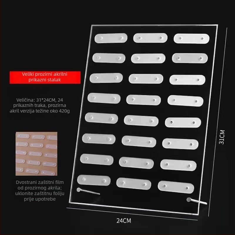 Stalak za prikaz uzoraka kartica boja nokti (prozirni akril, magnetska traka)