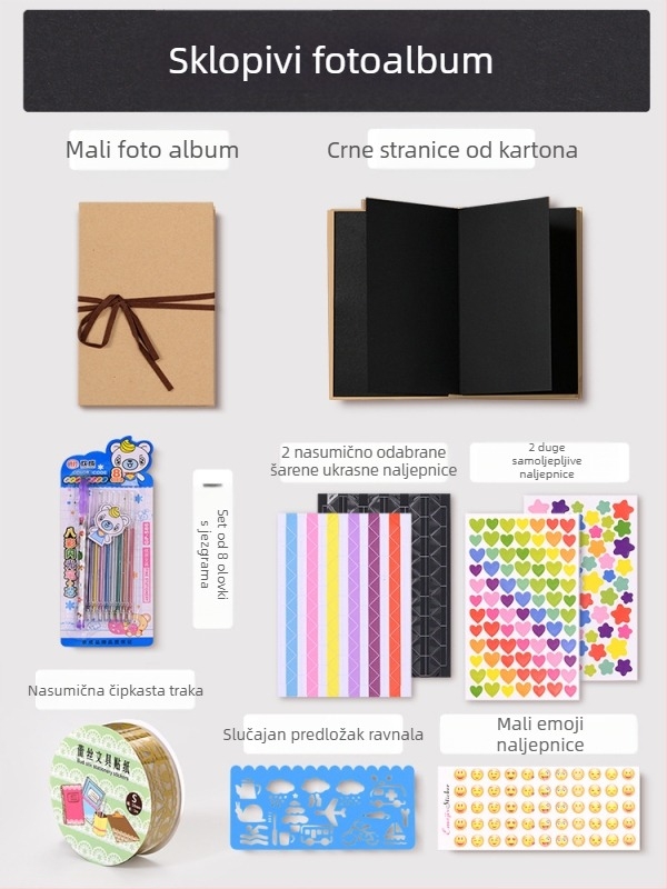 DIY retro fotoalbum s praznom koricom, ručno zalijepljenim stranicama, mini stil, 34 stranice