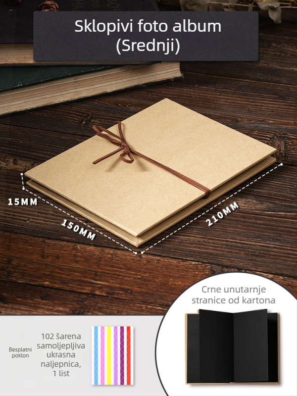 DIY retro fotoalbum s praznom koricom, ručno zalijepljenim stranicama, mini stil, 34 stranice