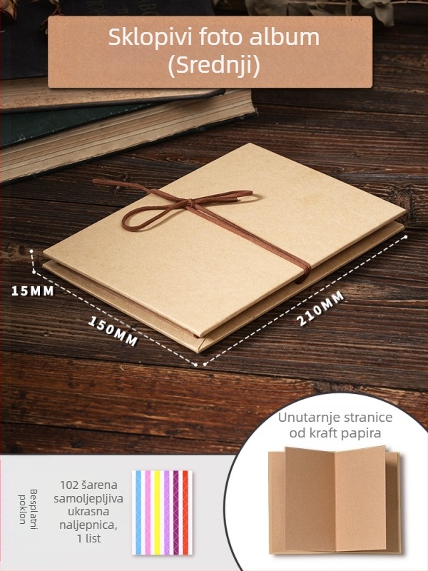DIY retro fotoalbum s praznom koricom, ručno zalijepljenim stranicama, mini stil, 34 stranice