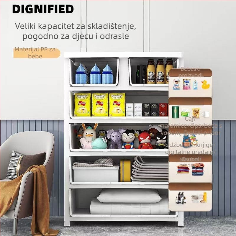 Plastični ormar za pohranu, crtani stil, model 50115, podni tip, višenamjenski organizator za cipele, igračke i školski pribor