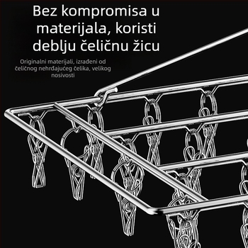Nehrđajući čelični sušilac za odjeću s 48 klipsova, sklopivi okrugli dizajn za čarape i donje rublje, pogodna za balkon, višenamjenski sušilac.